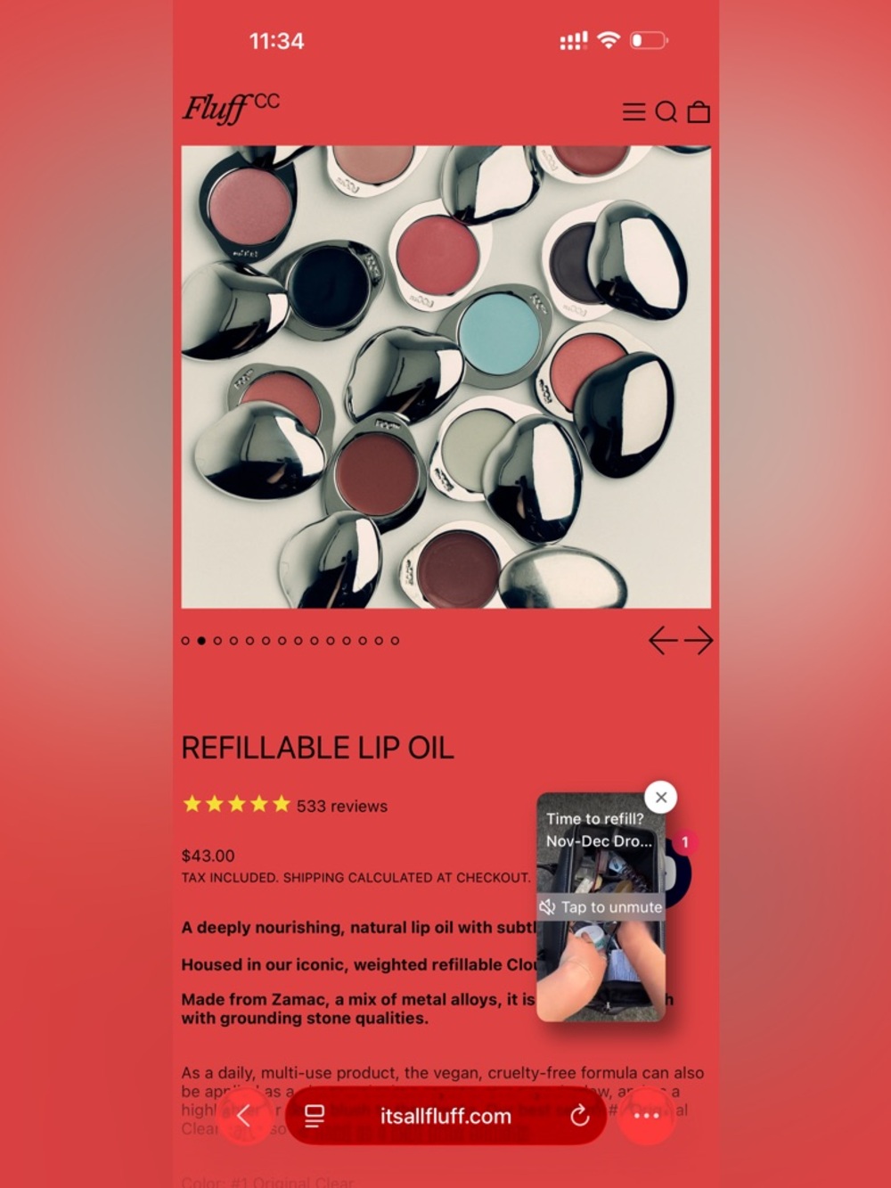 fluff refillable lip oil empty makeup compact